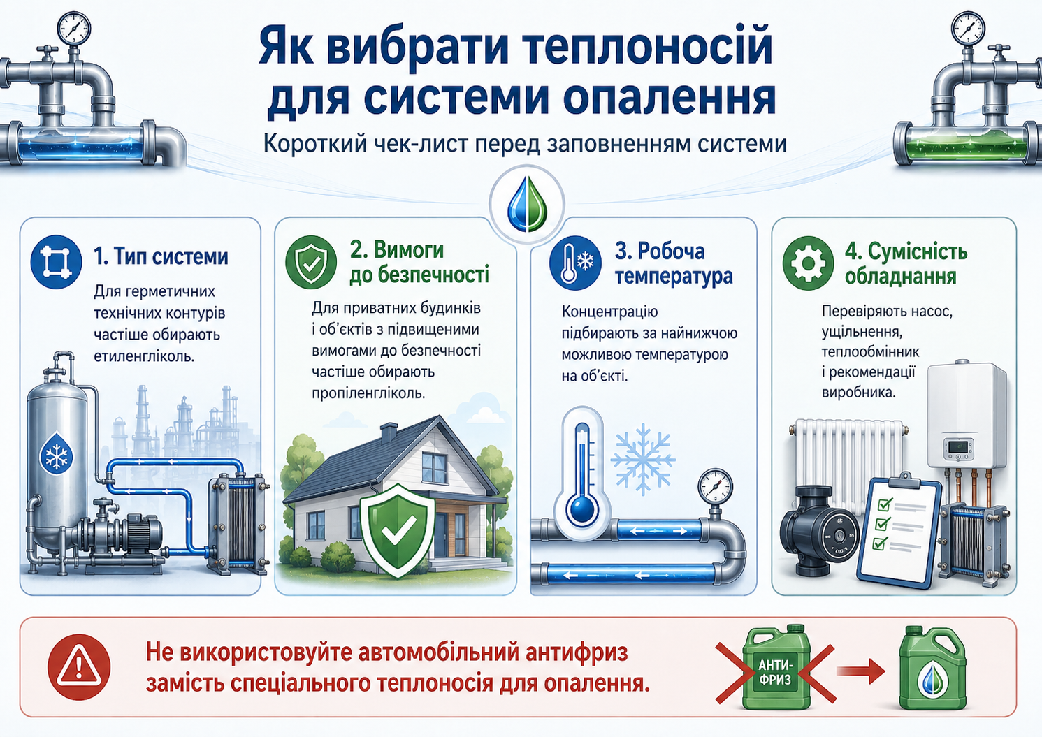 Пропіленгліколь чи етиленгліколь: що вибрати для системи опалення